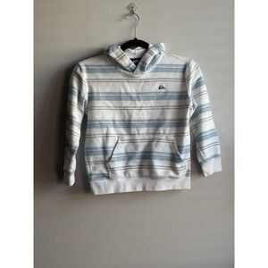 Quiksilver White Striped Baja Hoodie Boys Medium 10/12